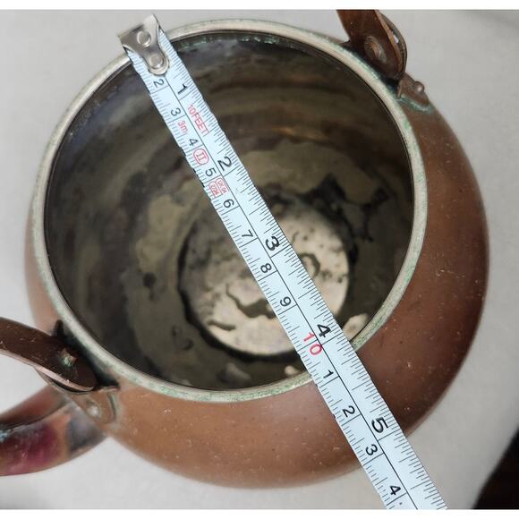 Vintage Copper and Ceramic Handle Tea Kettle Pot Primitive Boho Decor - Picture 12 of 12